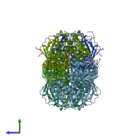 PDB entry 5xzn coloured by chain, side view.