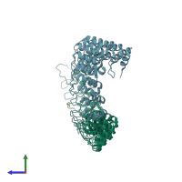 PDB entry 5y4f coloured by chain, side view.