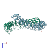 PDB entry 5y4f coloured by chain, top view.