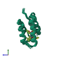 PDB entry 5y95 coloured by chain, ensemble of 10 models, side view.