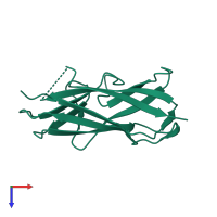 Monomeric assembly 1 of PDB entry 5y9g coloured by chemically distinct molecules, top view.