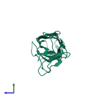 Monomeric assembly 2 of PDB entry 5y9g coloured by chemically distinct molecules, side view.