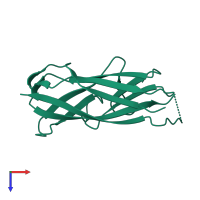 Monomeric assembly 2 of PDB entry 5y9g coloured by chemically distinct molecules, top view.