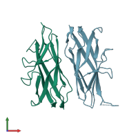 PDB entry 5y9g coloured by chain, front view.