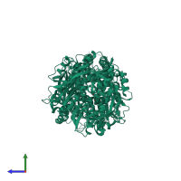 Homo tetrameric assembly 1 of PDB entry 5y9s coloured by chemically distinct molecules, side view.