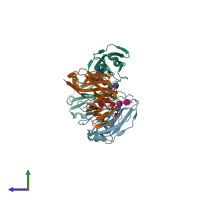 PDB entry 5yc5 coloured by chain, side view.