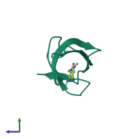 PDB entry 5yj8 coloured by chain, side view.