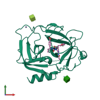 PDB entry 5yjp coloured by chain, front view.