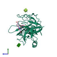 PDB entry 5yjp coloured by chain, side view.