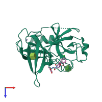 PDB entry 5yjp coloured by chain, top view.