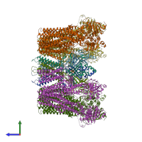 PDB entry 5ykf coloured by chain, side view.