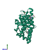 PDB entry 5yvo coloured by chain, side view.