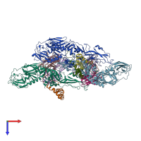 PDB entry 5ywp coloured by chain, top view.