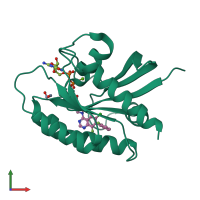PDB entry 5yxz coloured by chain, front view.
