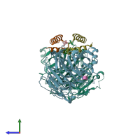 PDB entry 5yyl coloured by chain, side view.