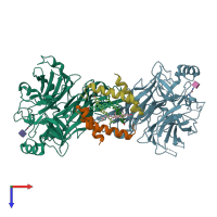 PDB entry 5yyl coloured by chain, top view.