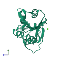 PDB entry 5yz4 coloured by chain, side view.