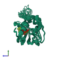 PDB entry 5z4f coloured by chain, ensemble of 20 models, side view.