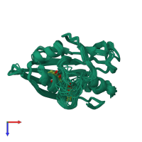 PDB entry 5z4f coloured by chain, ensemble of 20 models, top view.