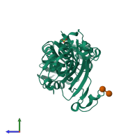 PDB entry 5za0 coloured by chain, side view.