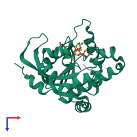 PDB entry 5zde coloured by chain, top view.