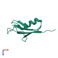 Monomeric assembly 1 of PDB entry 5zew coloured by chemically distinct molecules, top view.