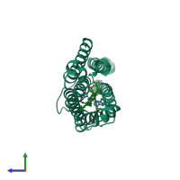 PDB entry 5zle coloured by chain, side view.