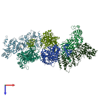 PDB entry 5zmm coloured by chain, top view.