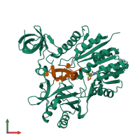 PDB entry 5zq1 coloured by chain, front view.