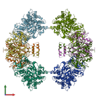PDB entry 5zrv coloured by chain, front view.