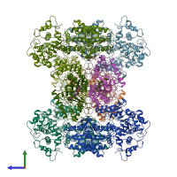 PDB entry 5zrv coloured by chain, side view.