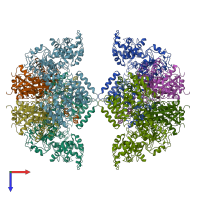 PDB entry 5zrv coloured by chain, top view.