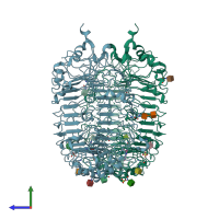 PDB entry 5zsi coloured by chain, side view.