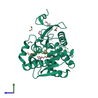 PDB entry 5zun coloured by chain, side view.