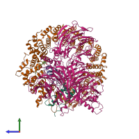 PDB entry 5zya coloured by chain, side view.