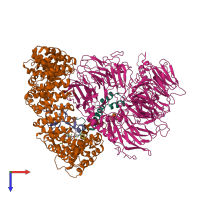 PDB entry 5zya coloured by chain, top view.