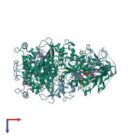 PDB entry 6a2n coloured by chain, top view.