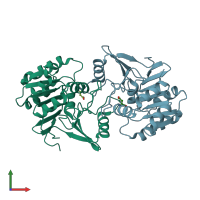 PDB entry 6a4r coloured by chain, front view.