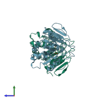 PDB entry 6a4r coloured by chain, side view.