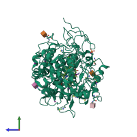 PDB entry 6a4y coloured by chain, side view.