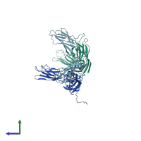 PDB entry 6ab6 coloured by chain, side view.