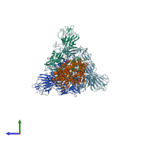 PDB entry 6acg coloured by chain, side view.