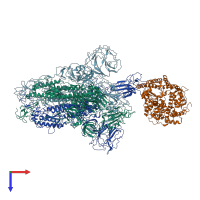 PDB entry 6acg coloured by chain, top view.