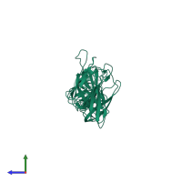 PDB entry 6aed coloured by chain, side view.