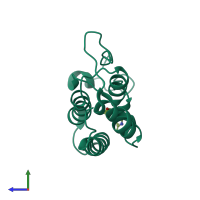 PDB entry 6afr coloured by chain, side view.