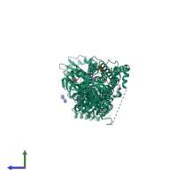 PDB entry 6ajg coloured by chain, side view.