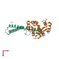 PDB entry 6ale coloured by chain, top view.