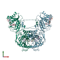 PDB entry 6aoi coloured by chain, front view.