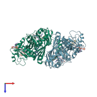 PDB entry 6aoi coloured by chain, top view.