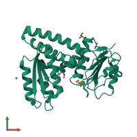 PDB entry 6ape coloured by chain, front view.